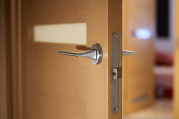 Obraz premium Closeup of opened interior door