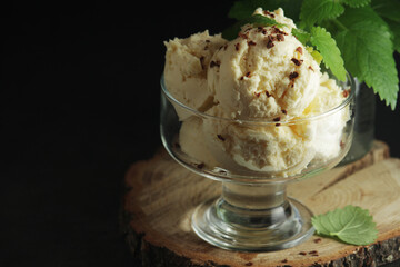 Ice cream scoops in an ice cream bowl