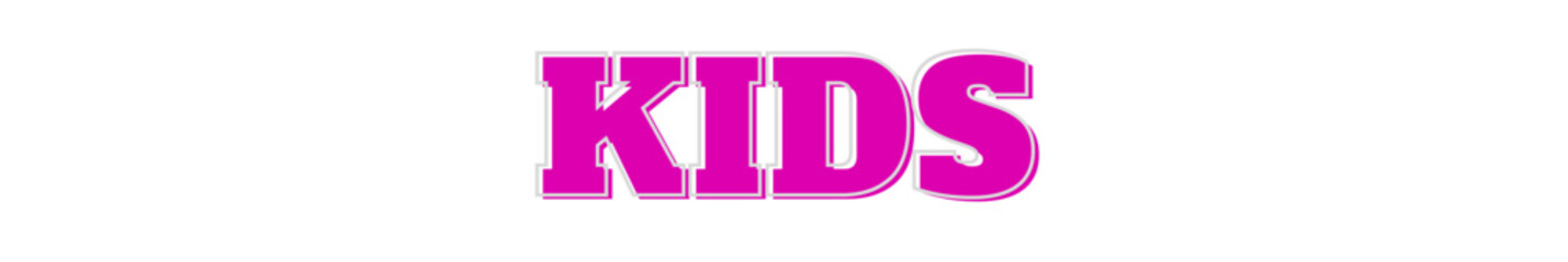 kids Pink typography banner on transparent background