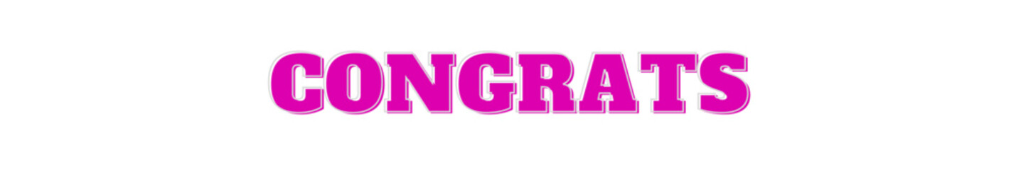 congrats Pink typography banner on transparent background