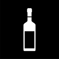 Wine bottle icon line isolated on black background.