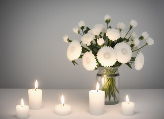 Flower and Candle Arrangement generative AI