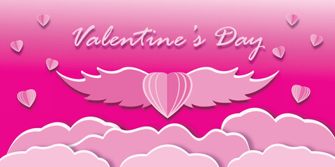 Valentine's day celebration background full of love with wings