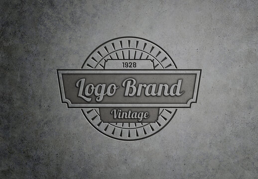 Engraved Logo Effect in Concrete Stone Mockup