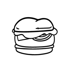 Vector Illustration of Hand drawn Burger Outline for Coloring