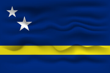 Waving flag of the country Curacao. Vector illustration.