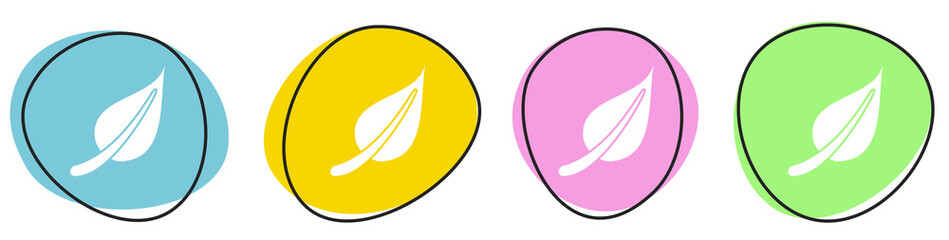 Fototapeta na wymiar Banner mit 4 bunten Buttons: Natur, Blatt oder natürliche Zutaten