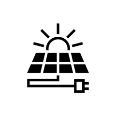 solar energy panel icon vector with plug isolated illustration