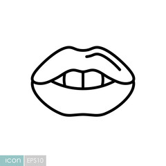 Obraz premium Woman lips icon. Female mouth shape with teeth