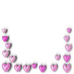 Valentine's Day Background: Frame with cute little colorful hearts on transparent background (3D Rendering)