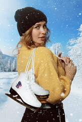 Beautiful girl with skates - 562697715