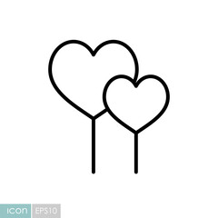 Two red heart lollipops vector icon