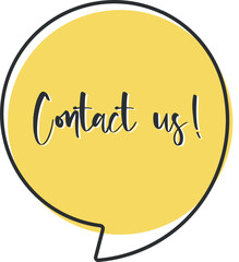 Contact us comic speech bubble in pop art style. Comic speech. Dialog window. Yellow banner for sale.