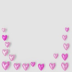 Valentine's Day Background: Frame with cute little colorful hearts (3D Rendering)