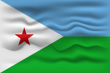 Waving flag of the country Djibouti. Vector illustration.
