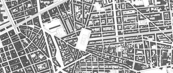 Fototapeta na wymiar Urbanisme et territoire - plan cadastral avec limites de parcelles et bâtiments du centre ville d'une métropole