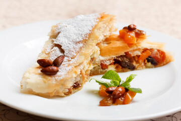 strudel with cottage cheese and nuts