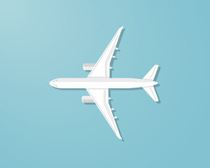 Top view passenger plane vector, simple design, isolated airplane
