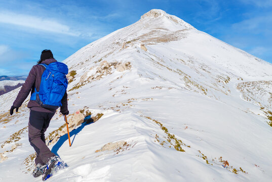 Rieti (Italy) - The summit of Monte di Cambio, beside Terminillo, during the winter with snow. Over 2000 meters, Monte di Cambio is one of hightest peak in Monti Reatini montain range, Apennine.