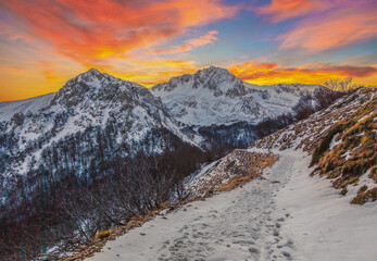 Rieti (Italy) - The summit of Monte di Cambio, beside Terminillo, during the winter with snow. Over...