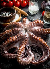 Fresh octopus with spices.