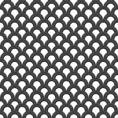 Fish scale seamless pattern. Traditional chinese sea wave ornament. Asian cloud ethnic motif.