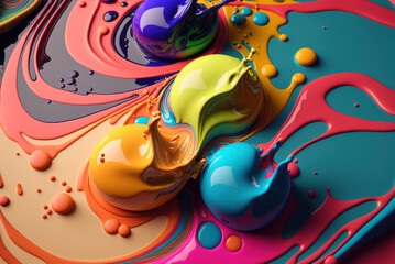 Abstract paint color background with splashes, generative ai