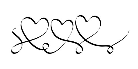 Calligraphic flourish heart. Hand drawn vintage wedding element. Swirl ornament