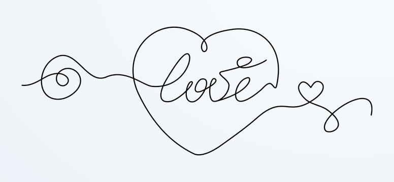 Love lettering. Calligraphic flourish love word.