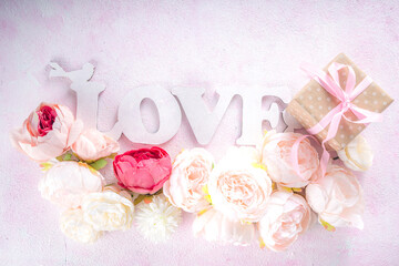 Valentine Day Background with Flowers
