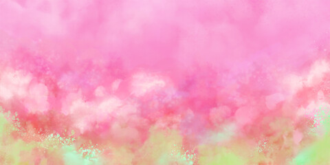 お花畑のようなイメージの水彩背景イラスト 春 ピンク