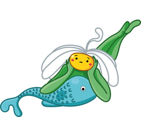 Chamomile girl and fish pillow