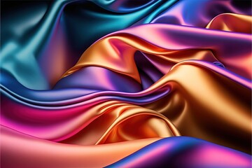  a very colorful and shiny background with a very large amount of folds in it's fabric, with a black background and a black border with a red border and blue border with a pink border. Generative AI