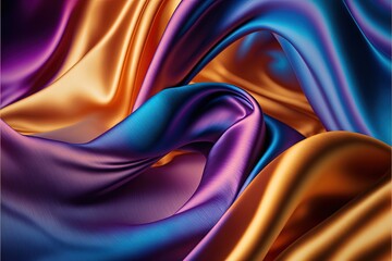 Plakat a very colorful background with a very large amount of fabric on it's surface, with a very large amount of folds and folds in the middle of the fabric, and the background. Generative AI
