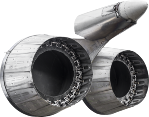 Isolated PNG cutout of a hardsurface plane part on a transparent background, ideal for photobashing, matte-painting, concept art