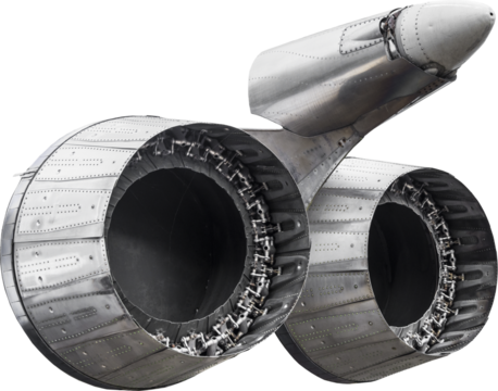 Isolated PNG cutout of a hardsurface plane part on a transparent background, ideal for photobashing, matte-painting, concept art