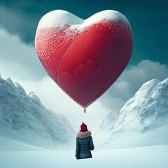 girl with valentines balloon. Created with Generative AI