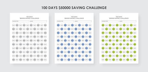 100 Days $50000 Saving Challenge, Money Savings Challenge Tracker