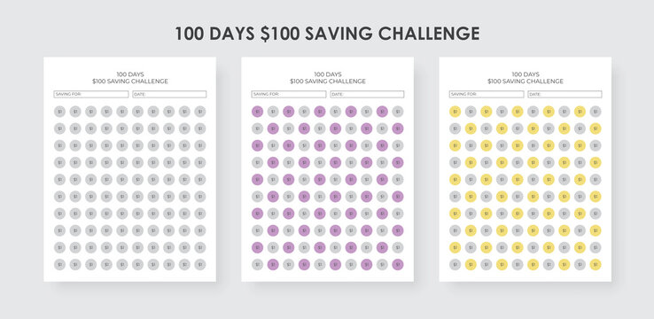 100 Days $100 Saving Challenge, Money Savings Challenge Tracker