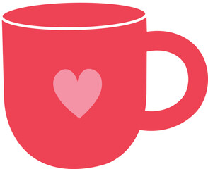 Coffee cup with cute heart flat icon Hot drink