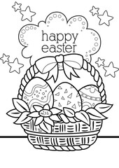 Happy Easter Holiday Decorated Egg Coloring Pages A4 for Kids and Adult