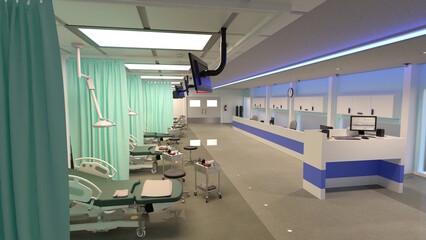 オンラインミーティング用背景 テレビ会議背景用 ZOOM会議背景用 テレビ会議用背景 ZOOM会議用背景 CG 緊急処置室 集中治療室 病院 Emergency Room for using in video conference and as a zoom background.