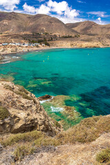 Beach of La Isleta del Moro, Cabo de Gata-Níjar Natural Park, UNESCO Biosphere Reserve, Hot Desert Climate Region, Almería, Andalucía, Spain, Europe