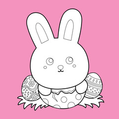 Rabbit Bunny Happy Easter Egg Digital Stamp