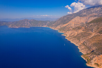 Travel beach of Oludeniz and blue lagoon Turkey Fethiye Aerial view