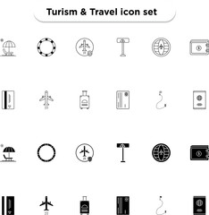 Tourism and travel icon set
