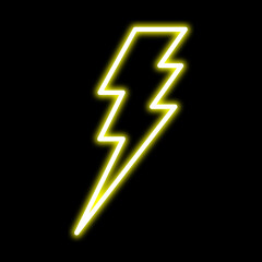 neon lightning bolt, thunderbolt icon, flash icon vector logo template