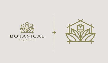 Fototapeta premium Botanical Garden Logo Template. Universal creative premium symbol. Vector illustration. Creative Minimal design template. Symbol for Corporate Business Identity