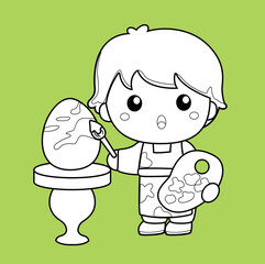 Cute Easter Kids Happy Holiday Digital Stamp