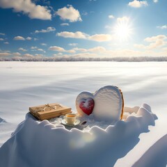 Valentines in the snow. Created with Generative AI